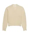 Ami Alexandre Mattiussi White Wool Ami De Coeur V Neck Sweater White In Nude
