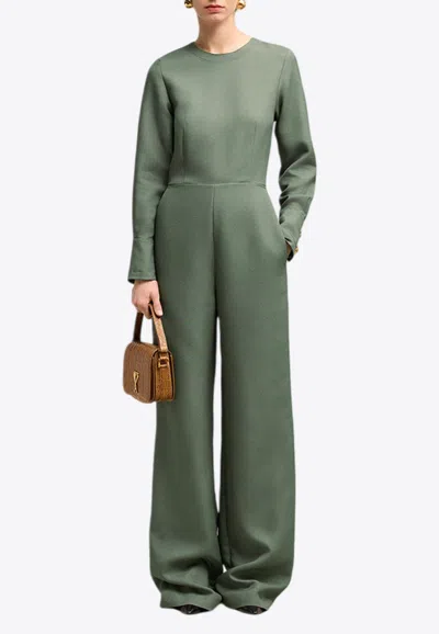 Ami Alexandre Mattiussi Long-sleeved Zipped Wool-blend Jumpsuit In Green