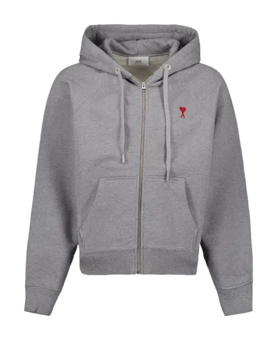 Ami Alexandre Mattiussi Long-sleeved Zipper Sweater In Gray