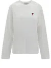 Ami Alexandre Mattiussi Ami Paris Ami De Coeur Logo Embroidered Long-sleeved T-shirt In White