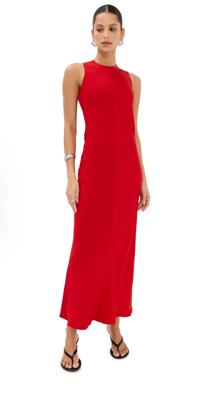 Ami Alexandre Mattiussi Long Straight Dress Coquelicot In Black