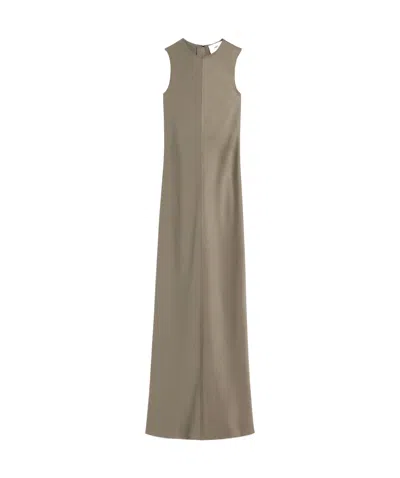 Ami Alexandre Mattiussi Beige Long Straight Dress Grey In Ash