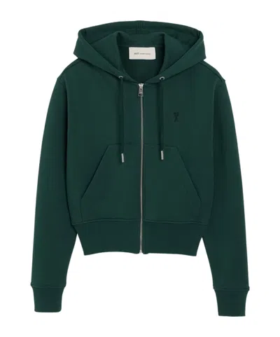 Ami Alexandre Mattiussi Long-sleeve Hooded Sweatshirt In Green