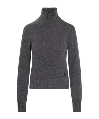 Ami Alexandre Mattiussi Long-sleeved Sweater In Gray