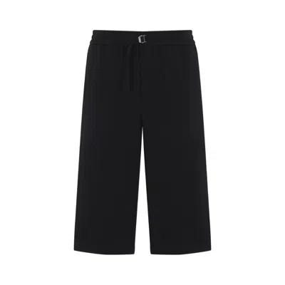AMI ALEXANDRE MATTIUSSI LOOSE ELASTICATED LARGE BLACK COTTON BERMUDA