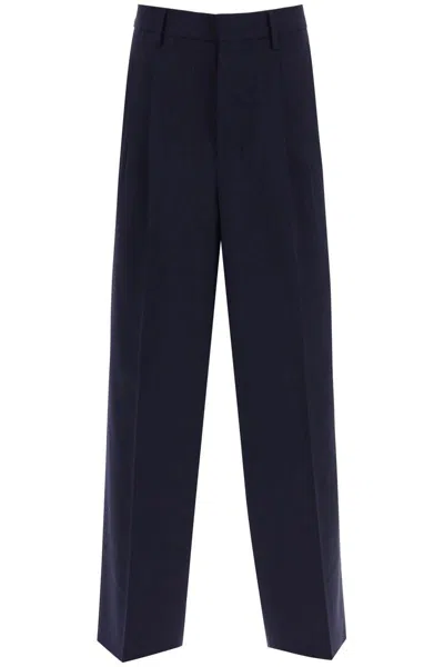 Ami Alexandre Mattiussi Loose Fit Pants With Straight Cut In Blue