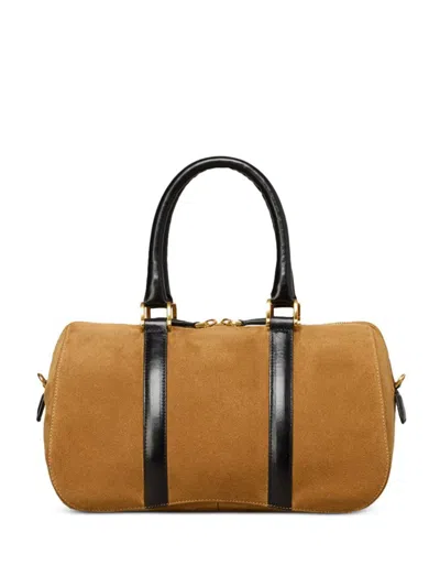 Ami Alexandre Mattiussi Lou Suede Tote Bag In Camel