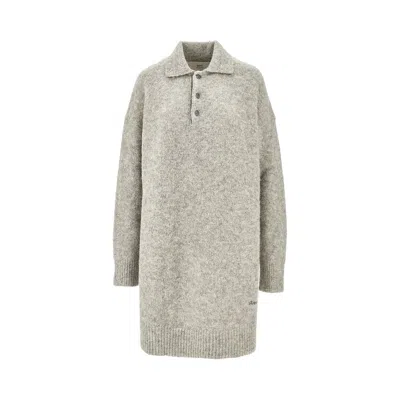Ami Alexandre Mattiussi Lpaca-blend Knitted Polo Dress In Gray
