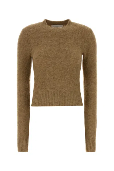 Ami Alexandre Mattiussi Ami Women Camel Stretch Alpaca Blend Sweater In Brown