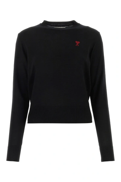Ami Alexandre Mattiussi Logo Embroidered Knit Sweater In Black