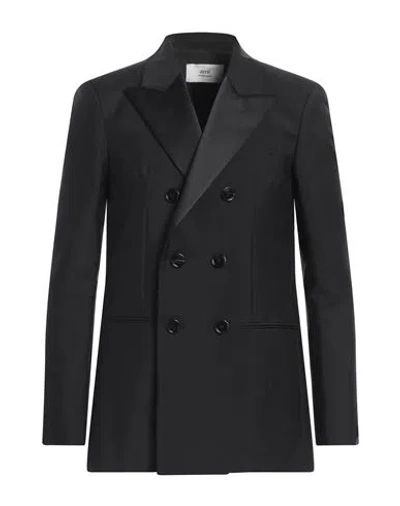 Ami Alexandre Mattiussi Man Blazer Black Size 36 Mohair Wool, Virgin Wool, Polyester In Gray