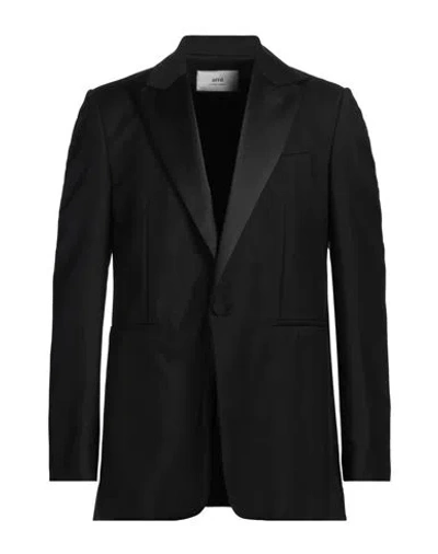 Ami Alexandre Mattiussi Man Blazer Black Size 44 Mohair Wool, Virgin Wool, Polyester