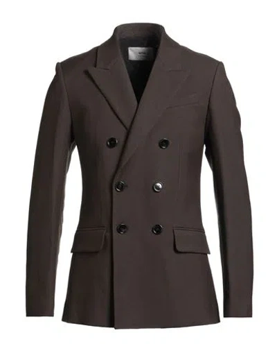 Ami Alexandre Mattiussi Man Blazer Dark Brown Size 36 Virgin Wool