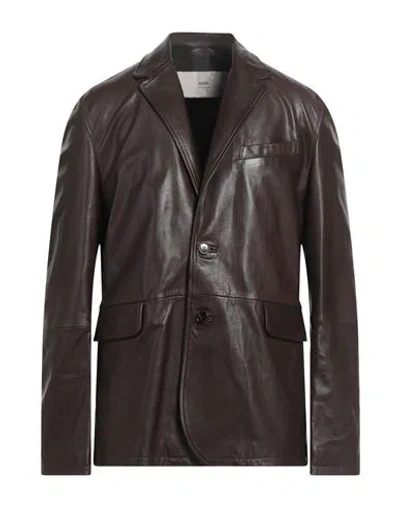 Ami Alexandre Mattiussi Man Blazer Dark Brown Size M Cow Leather