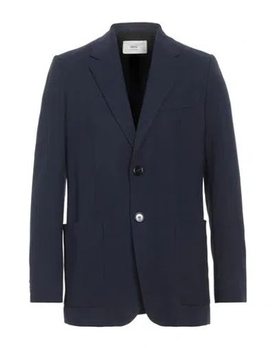 Ami Alexandre Mattiussi Man Blazer Midnight Blue Size 44 Viscose, Virgin Wool