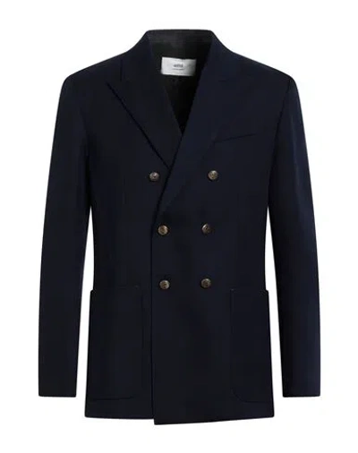Ami Alexandre Mattiussi Man Blazer Navy Blue Size 42 Virgin Wool