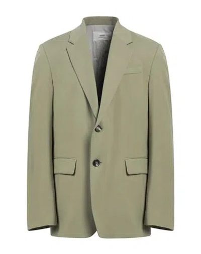 Ami Alexandre Mattiussi Man Blazer Sage Green Size 42 Viscose, Wool