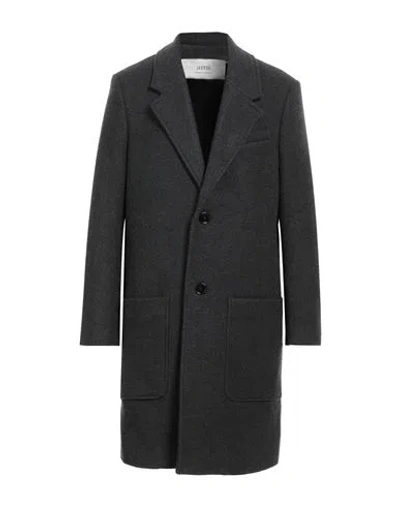 Ami Alexandre Mattiussi Man Coat Lead Size 42 Wool, Polyester, Cotton In Black