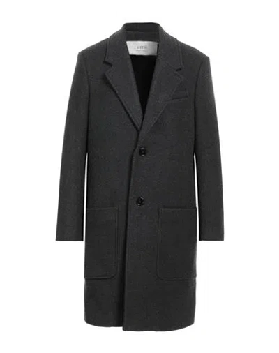 Ami Alexandre Mattiussi Man Coat Lead Size 42 Wool, Polyester, Cotton In Grey