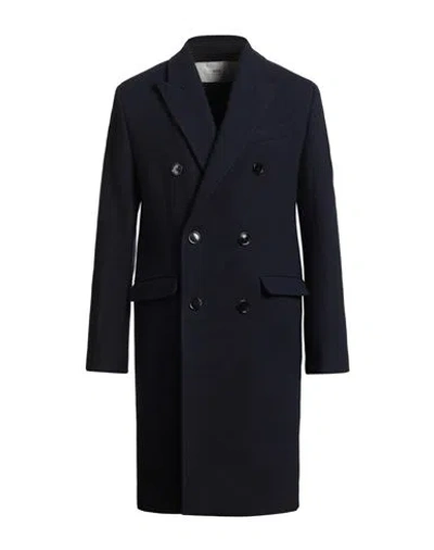 Ami Alexandre Mattiussi Man Coat Midnight Blue Size 38 Virgin Wool In Black
