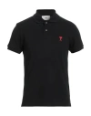 Ami Alexandre Mattiussi Ami Paris Black Ami De Coeur Polo Shirt In Black