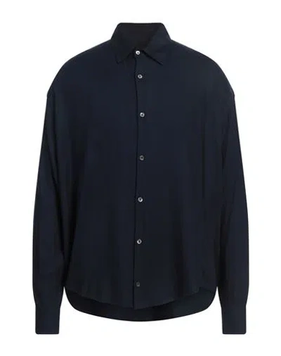 Ami Alexandre Mattiussi Man Shirt Midnight Blue Size L Viscose