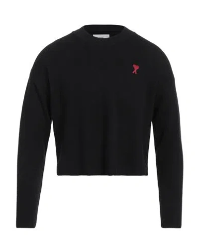 AMI ALEXANDRE MATTIUSSI AMI ALEXANDRE MATTIUSSI MAN SWEATER BLACK SIZE L COTTON, MERINO WOOL, POLYAMIDE, ELASTANE