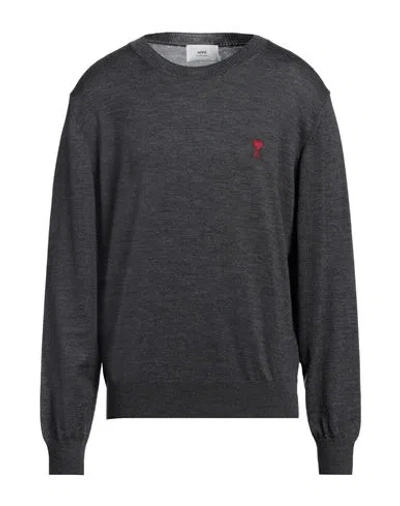 Ami Alexandre Mattiussi Man Sweater Lead Size Xxl Merino Wool In Grey