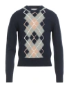 Ami Alexandre Mattiussi Blue Crewneck Sweater With Argyle Motif In Wool And Cashmere Man In Blue