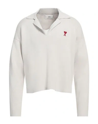 Ami Alexandre Mattiussi Ami De Coeur Logo Polo Sweater In White