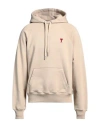 Ami Alexandre Mattiussi Man Sweatshirt Beige Size S Organic Cotton, Elastane