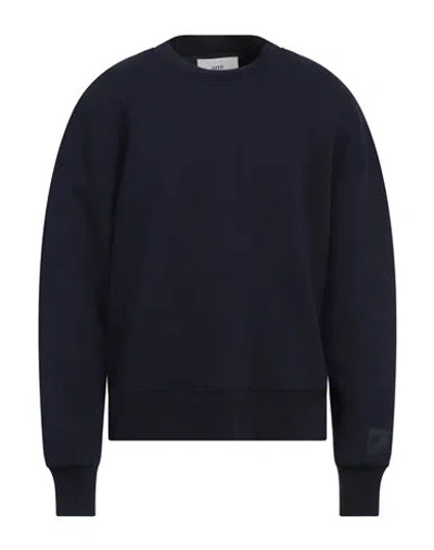 Ami Alexandre Mattiussi Man Sweatshirt Midnight Blue Size Xl Organic Cotton, Recycled Polyamide In Blue