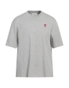 Ami Alexandre Mattiussi Man T-shirt Grey Size L Organic Cotton