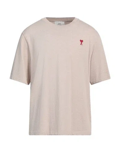 Ami Alexandre Mattiussi Man T-shirt Light Brown Size S Organic Cotton In Beige