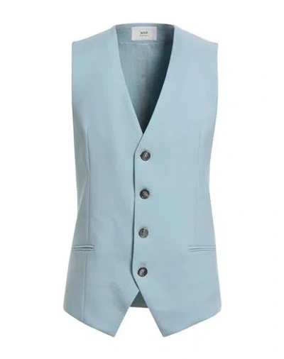 Ami Alexandre Mattiussi Man Tailored Vest Sky Blue Size M Virgin Wool