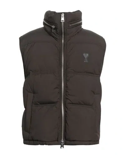 Ami Alexandre Mattiussi Man Vest Dark Brown Size Xs Polyamide In Black