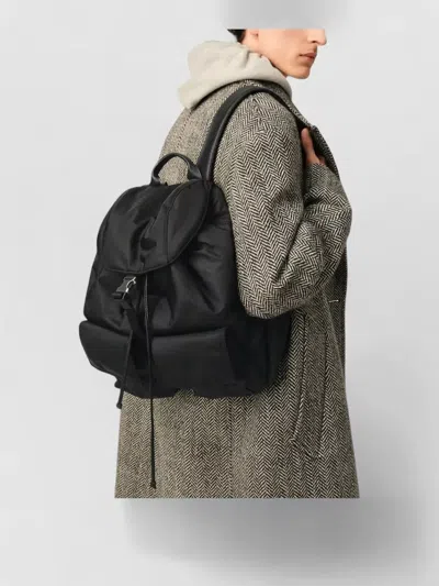 Ami Alexandre Mattiussi Marcel Flap Backpack Adjustable Straps In Black