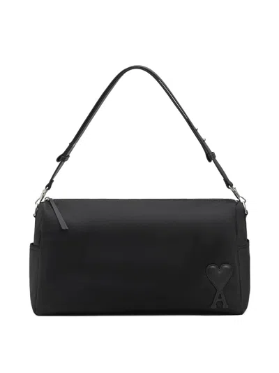 Ami Alexandre Mattiussi Ami Paris Marcel Large Nylon Shoulder Bag In Black
