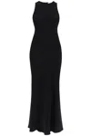 Ami Alexandre Mattiussi Ami Paris Maxi Crepe Dress With Bias Cuts In Noir (black)