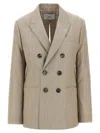 Ami Alexandre Mattiussi Beige Wool Back Slit Double Breasted Jacket Beige