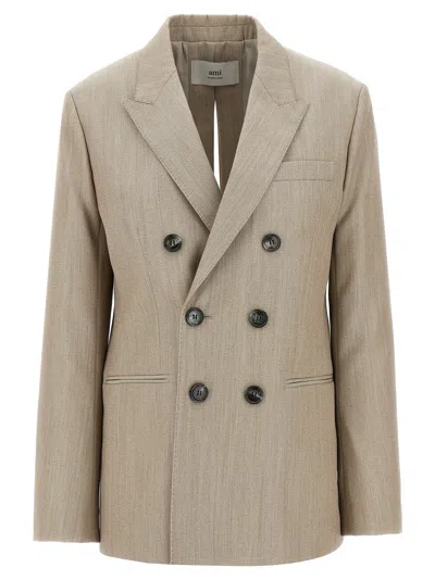 Ami Alexandre Mattiussi Ami Paris Maxi Split Blazer In Ginger