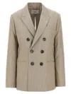 Ami Alexandre Mattiussi Beige Wool Back Slit Double Breasted Jacket Beige In Red