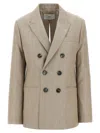 Ami Alexandre Mattiussi Ami Maxi Split Double-breasted Wool Blazer In Neutral