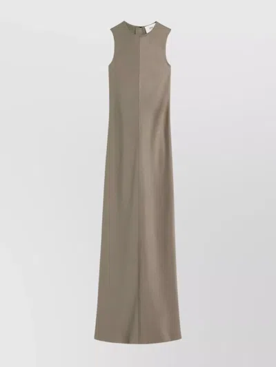 Ami Alexandre Mattiussi Beige Long Straight Dress Grey In Ash