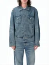 Ami Alexandre Mattiussi Medium Blue Denim Jacket With Embroidered Details In Blue