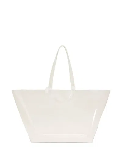 Ami Alexandre Mattiussi Medium Embossed-logo Clear Tote Bag In Neutral