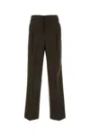 Ami Alexandre Mattiussi Wool Pant With Pleated Front And Belt Loops In Darkcoffee