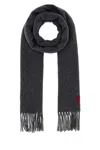 Ami Alexandre Mattiussi Textured Wool Scarf Featuring Fringe Detailing In Gray