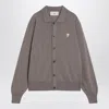 Ami Alexandre Mattiussi Ami De Coeur Wool Cardigan In Gray
