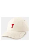 Ami Alexandre Mattiussi Beige Cotton Ami De Coeur Embroidery Cap White